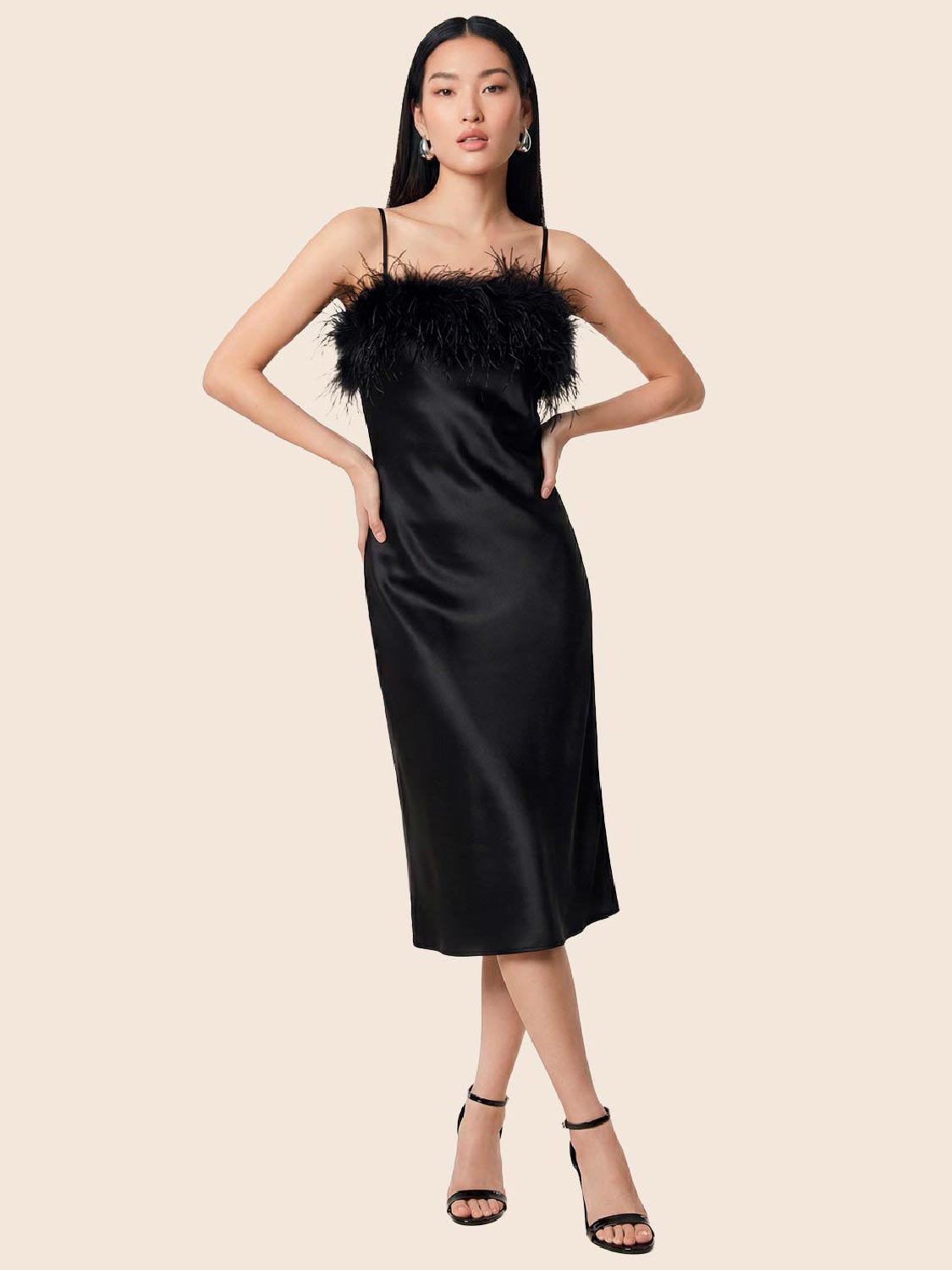 white christmas dresses Draped Halter Neck Satin Dress - Midi main image 0
