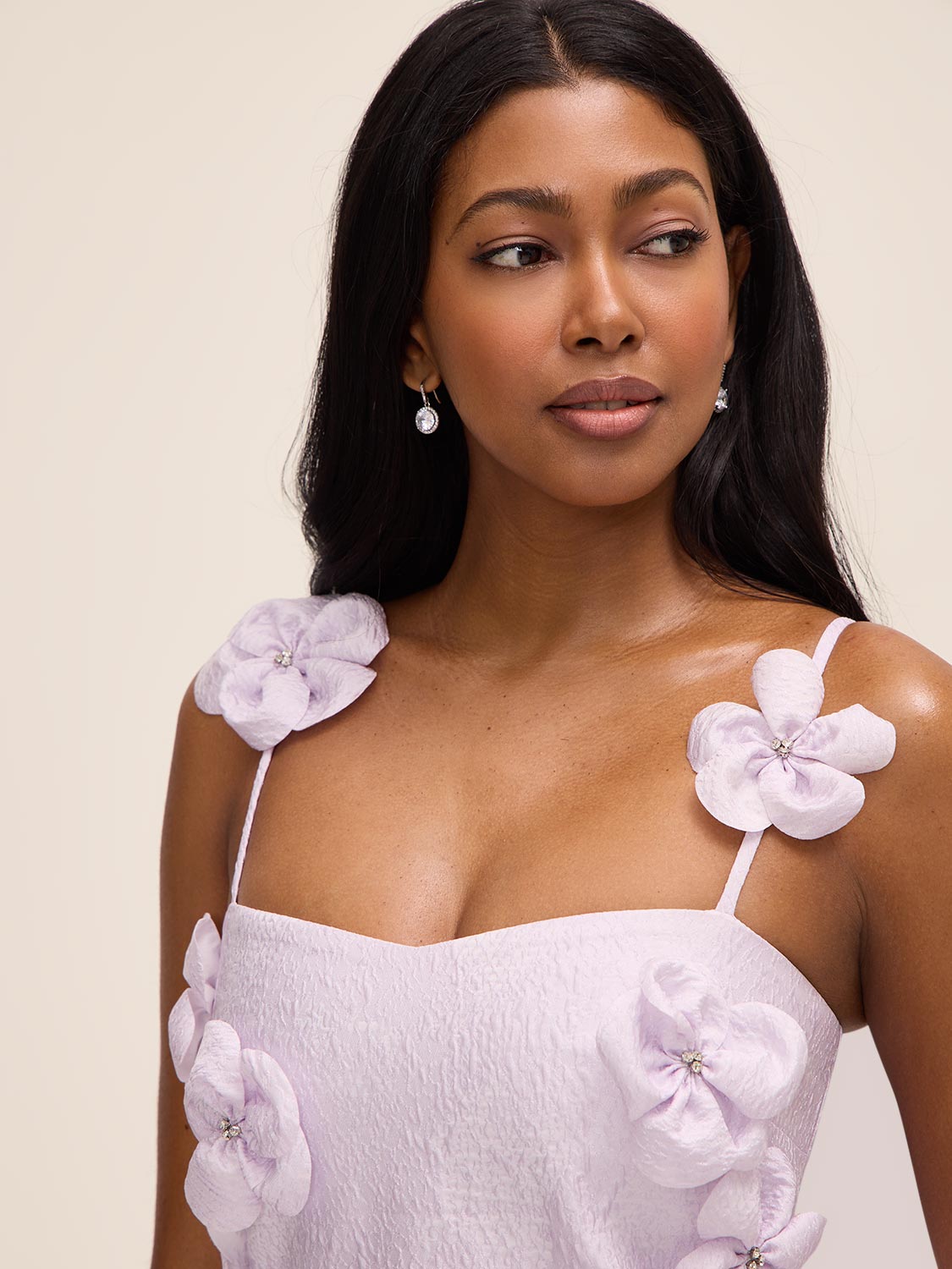 Jacquard Mini Dress - 3D Floral Appliqués | Le Chateau – Suzy Shier