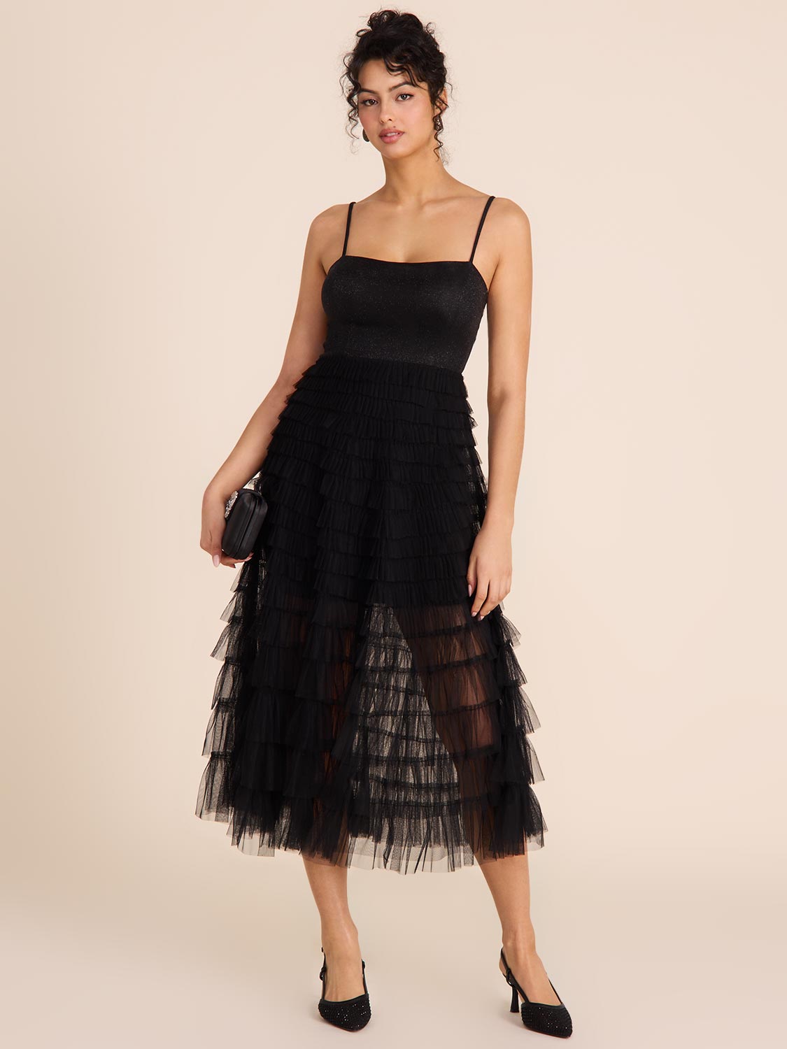 ワンピース maison celon frilly tiered dress BLACK frilly tiered dress（その他ワンピース）｜célon（セロン
