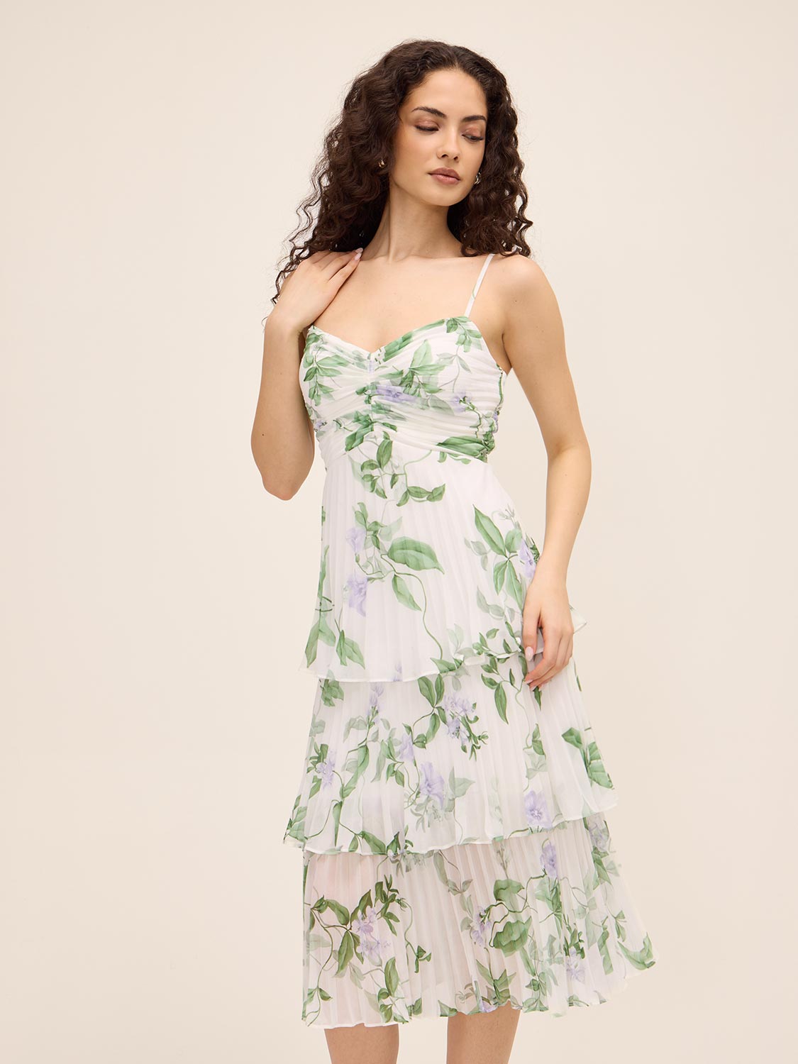Tiered Floral Midi Dress
