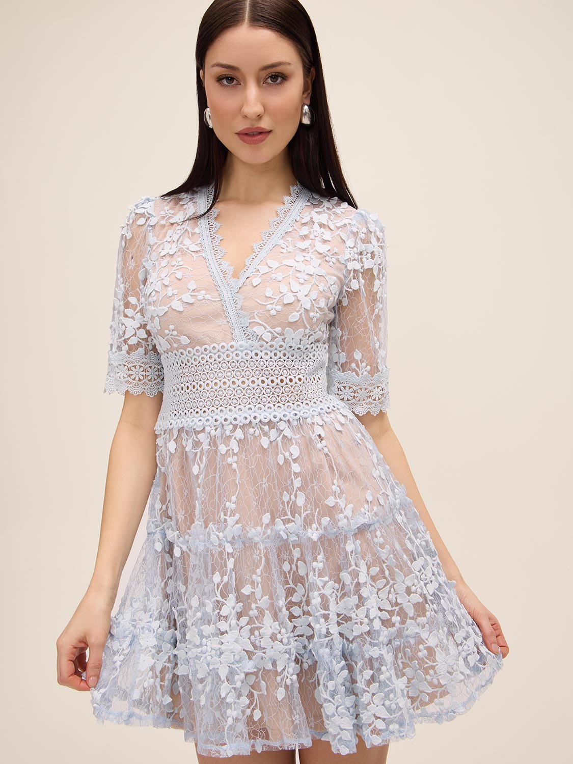 Embroidered Lace Mini Dress - Fit & Flare | Le Chateau – Suzy Shier