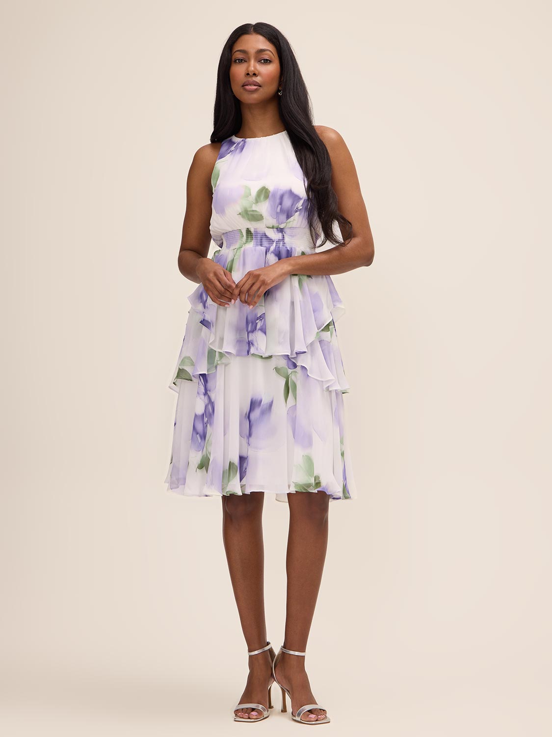 sachin and babi light blue dress Women Elegant Wedding Guest Dress Turndown Collar Mid-Length Waisted A main image 1