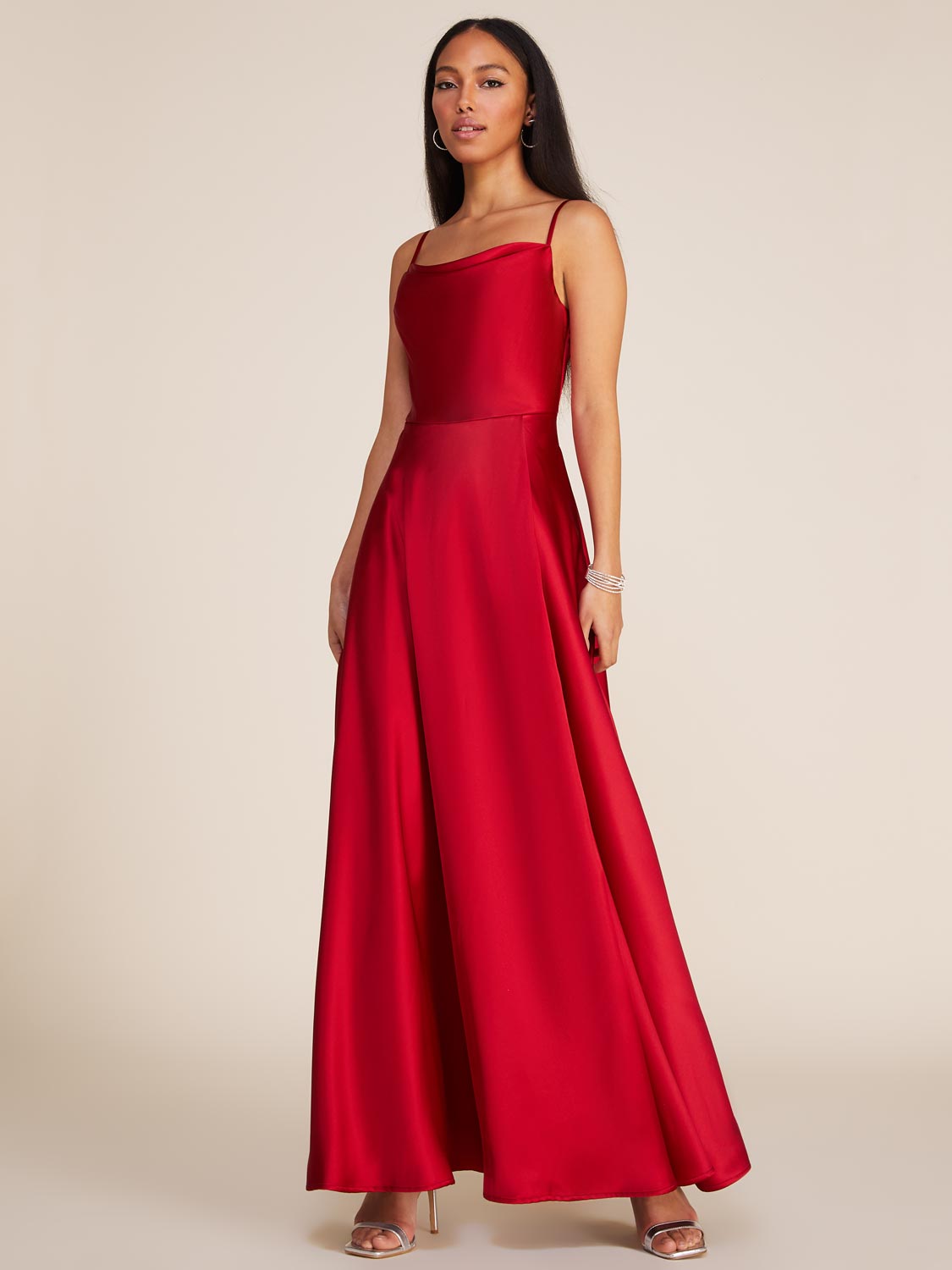 Cowl Neck Satin Gown