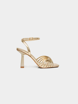 Strappy Metallic High Heel Sandal Gold