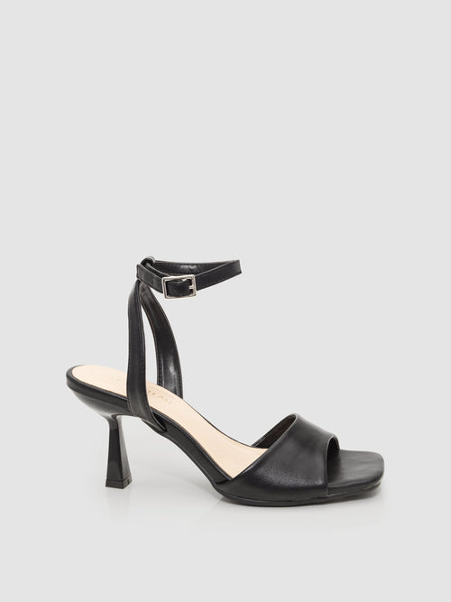Square Toe Patent Faux-Leather High Heel Sandal