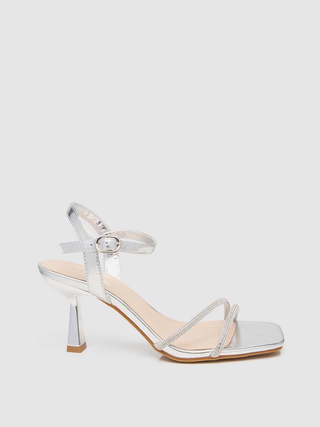 Jewelled Square Toe Strappy High Heel Sandal