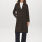 Plaid Brown Faux Wool Single-Breasted Coat - Full Front View - Suzy Shier