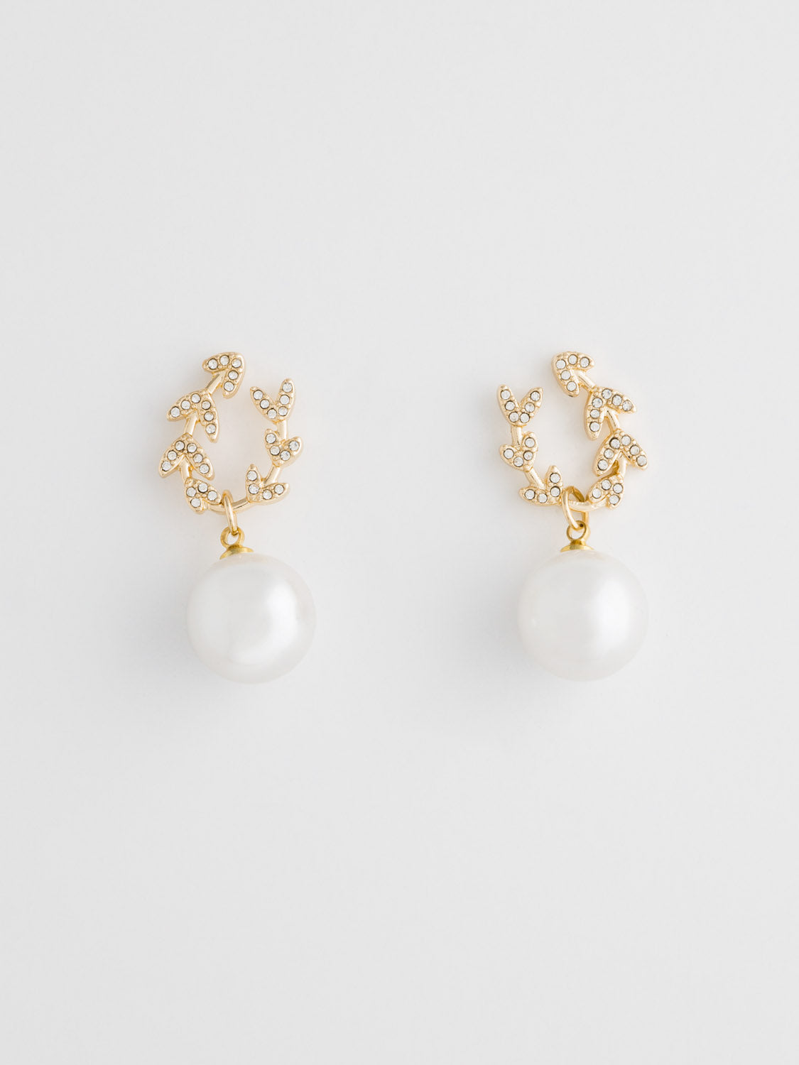 Leaf & Pearl Drop Earrings