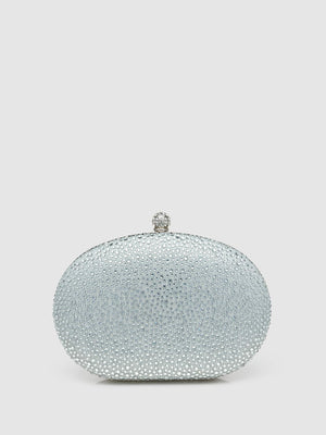 Jewelled Minaudiere With Top Handle Silver