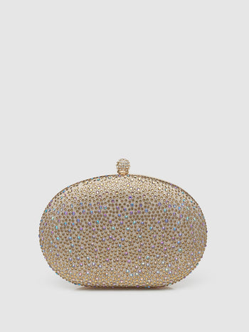 Jewelled Minaudiere With Top Handle Gold