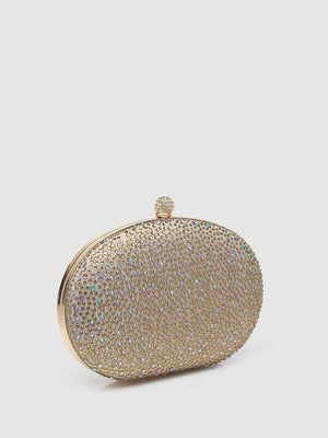 Jewelled Minaudiere With Top Handle Gold