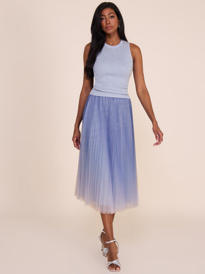 Cascading Rhinestone Sleeveless Top Lt Blue