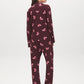 Burgundy Bows Print Pajama Set - Back View - Suzy Shier