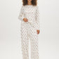 Snow White Cherry Bow Print Knit PJ Set - Woman Wearing Soft Pajama Set - Suzy Shier