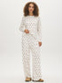Snow White Cherry Bow Print Knit PJ Set - Woman Wearing Soft Pajama Set - Suzy Shier