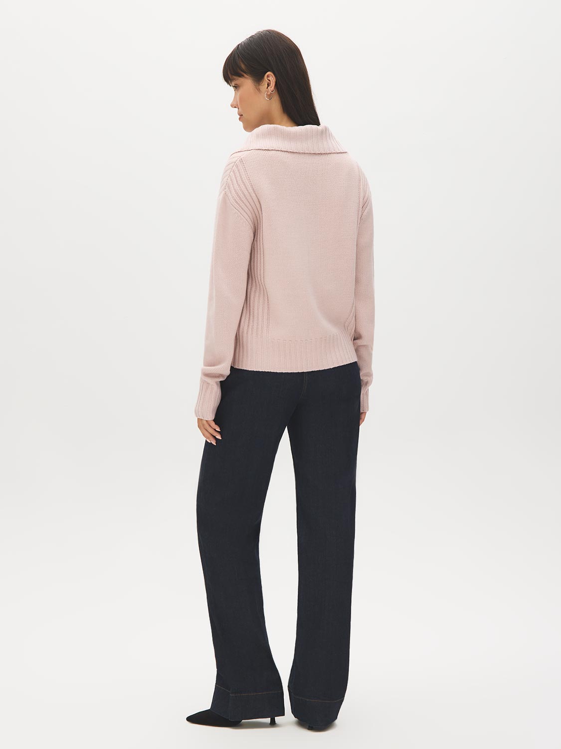 Burnish Lilac Wide Collar Button-Front Cardigan - Back View - Suzy Shier