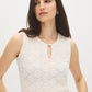 Winter White Sleeveless Bubble Lace Tank with Keyhole - Back View - Suzy Shier