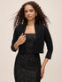 Black Knit Bolero with Embellished Cuffs - Woman Wearing Sweater Knit Cover Up - Le Chateau