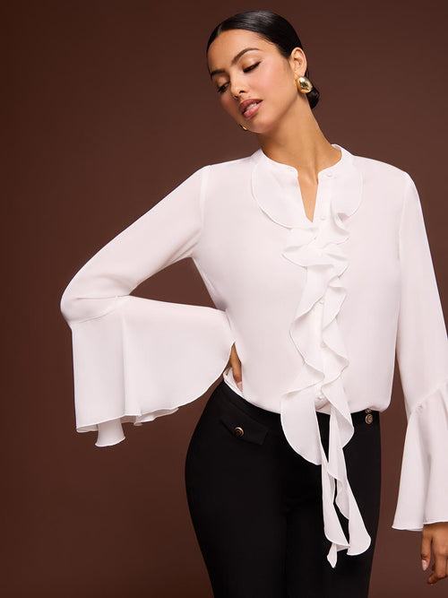Ruffle Button-Up Blouse