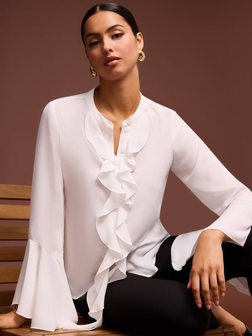 Ruffle Button-Up Blouse