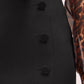 Black Covered Button Pencil Skirt with Slit - Woman Wearing Tailored Office Skirt - Le Chateau