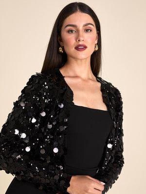 Packed Sequin Cover-Up Black