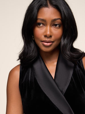 Velvet Tuxedo Vest Black