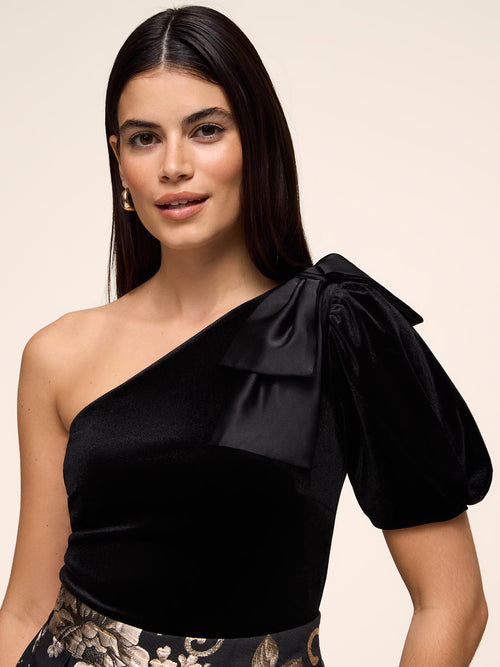 One-Shoulder Velvet Top