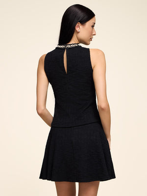 Haut en tricot bouclé avec détails en perles Black