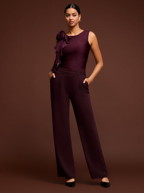 Sleeveless Rosette Ruffle Top