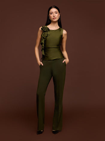 Sleeveless Rosette Ruffle Top Ivy