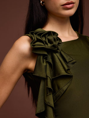 Sleeveless Rosette Ruffle Top Ivy