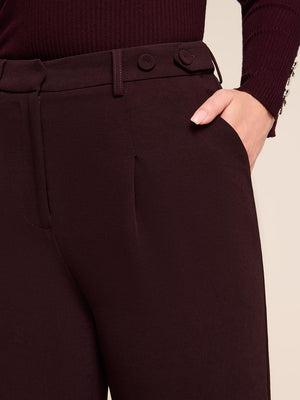 Pantalon plissé à taille haute et jambes larges Wine