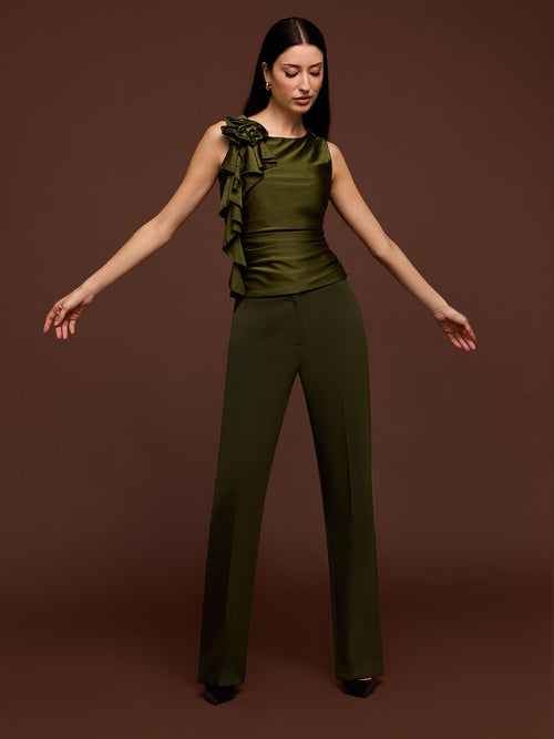 High-Waisted Boot-Cut Pants