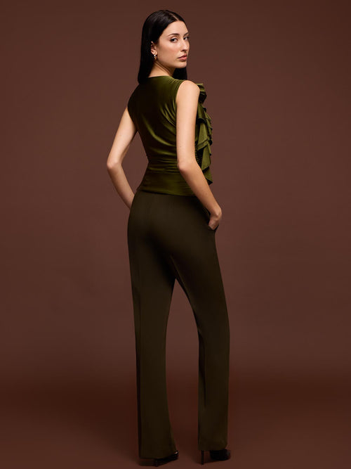 Pantalon à jambe évasée et taille haute