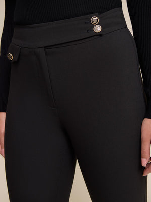 Pantalon court à coupe ajustée et taille mi-haute Black