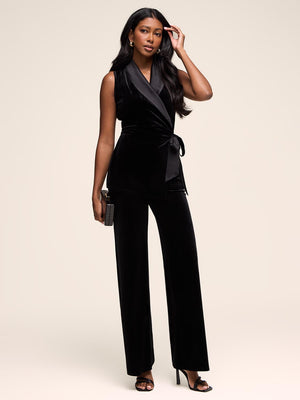 Velvet Wide-Leg Pant Black