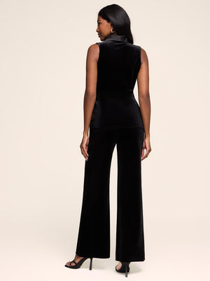 Velvet Wide-Leg Pant Black
