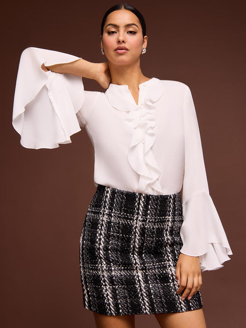 Bouclé Plaid Mini A-Line Skirt