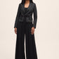 Black Jacquard Floral Blazer with Removable Bow  - Suzy Shier