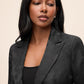Black Jacquard Floral Blazer with Removable Bow  - Suzy Shier