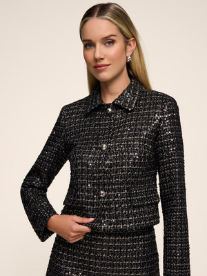 Sequin & Tweed Jacket Black