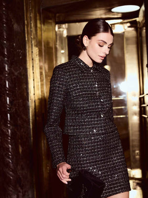 Sequin & Tweed Jacket Black