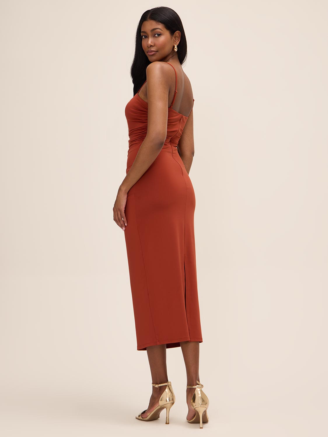 bluzat midi cocktail dress Bluzat Draped Midi Dress