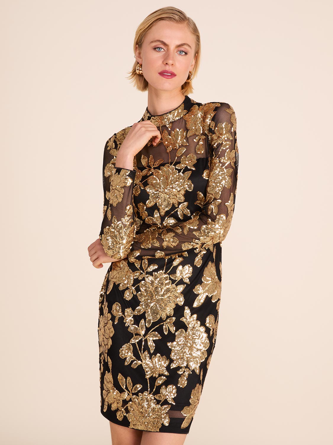 Floral Sequin Dress - Mini, Mock Neck | Le Chateau – Suzy Shier