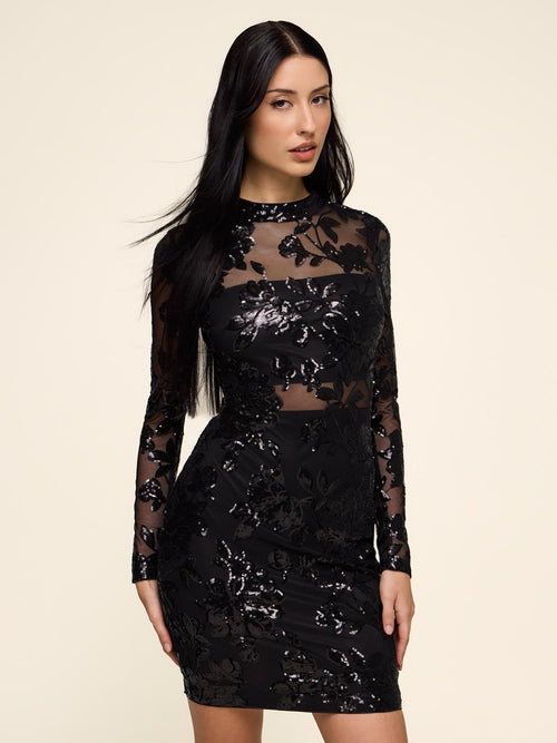 Floral Sequin Mini Dress