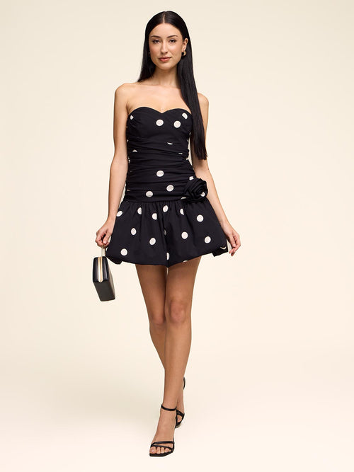 Polka Dot Mini Dress With Bubble Hem