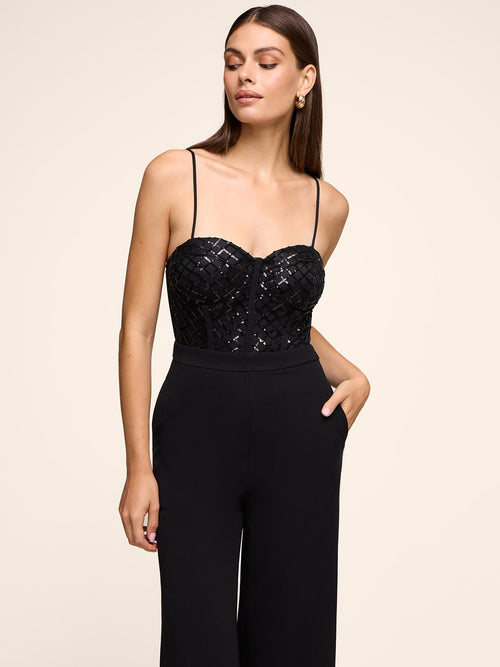 Sequin Bustier Wide-Leg Jumpsuit
