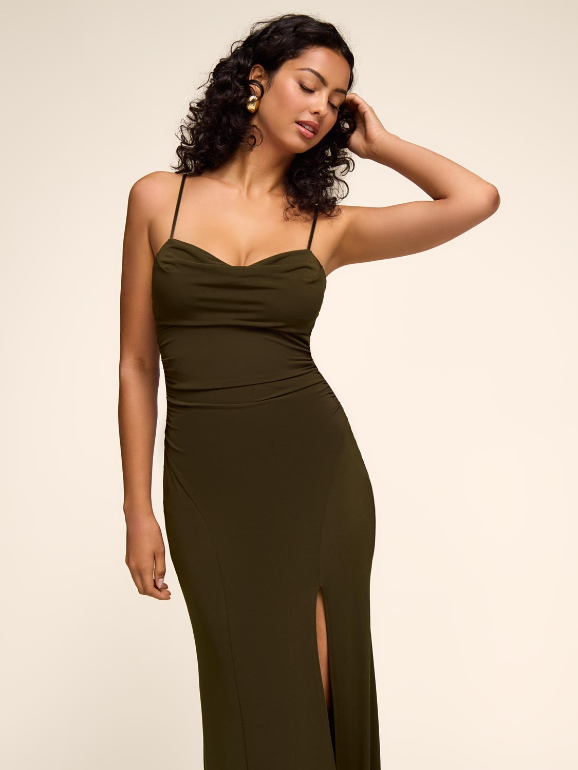Midi Dress Olive And Ivy Cowl Maxi Dress Cowl Neck Gown Dark Olive