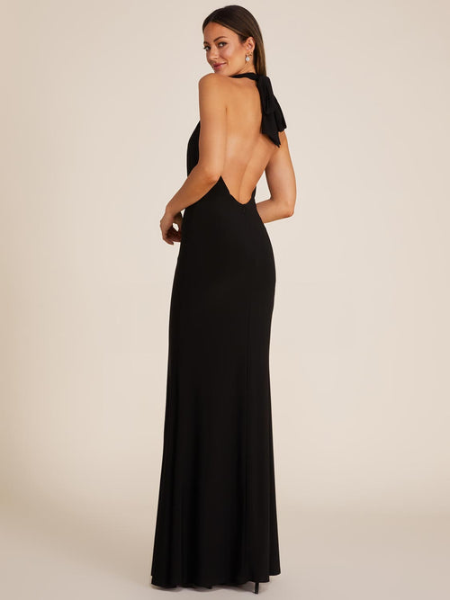 Ruched Halter Neck Gown
